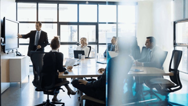 A boardroom presentation.
