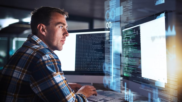 A person in a high tech environment 